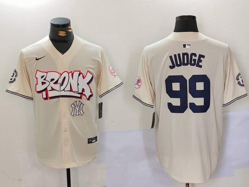 Men New York Yankees #99 Judge Cream joint name 2024 Nike MLB Jersey style 4->chicago cubs->MLB Jersey